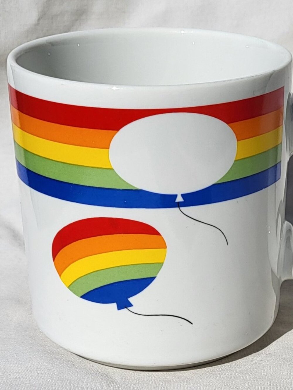 Rainbow Mug Cup Russ Berrie and Co Colorful Artsy Retro Balloon